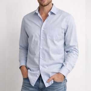 Calvin Klein Mens Lasting Color Slim Fit Stretch Blue Collared Shirt, Size XL